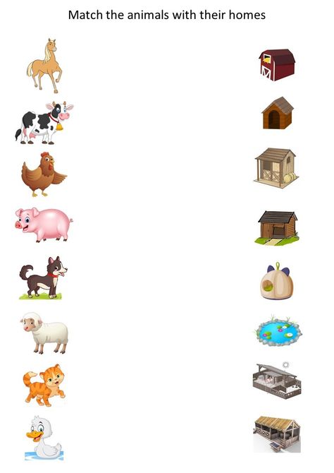 The animals with their homes match Domestic Animals And Their Homes, Domestic Animals Activities, Animal Homes Worksheet, Domestic Animals Worksheets For Kids, Animals And Their Homes Worksheets, Gujarati Worksheet, Domestic Animals Worksheets, Easy Learning Activities, Coloring Worksheets For Kindergarten