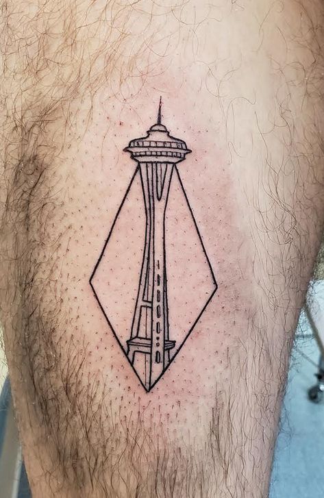 Spaceneedle Seattle Tattoo, Space Needle Tattoo Simple, Seattle Washington Tattoo Ideas, Washington Tattoo Ideas, Seattle Tattoo Ideas, Space Needle Tattoo, Washington Tattoos, Washington State Tattoo, Seattle Tattoos