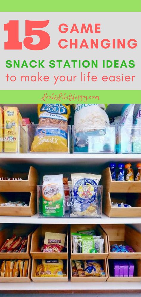 15 Game Changing Snack Stations to Make Your Life Easier! – Looks Like Happy Kids Pantry Snacks, Easy Fridge Snacks, Pantry Organization For Snacks, Grab And Go Snack Station, Snack Station For Kids, Kids Snack Organization, Snack Bin Ideas, Healthy Grab And Go Snacks For Kids, Snack Storage Ideas No Pantry