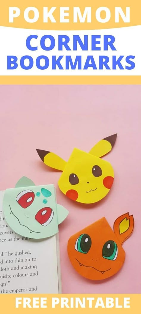 Pokemon Corner Bookmarks, Pokemon Kids Craft, Big Pokemon, Pokemon Club, Pokemon Bookmark, Pokémon Crafts, Easy Pokemon, Bulbasaur Pokemon, Diy Pokemon