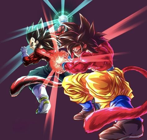 Super Saiyan 4 Goku & Super Saiyan 4 Vegeta Super Saiyan 4 Vegeta, Super Saiyan 4 Goku, Goten Y Trunks, Super Saiyan 4, Dragon Ball Painting, Dragon Ball Art Goku, Dragon Ball Super Artwork, Goku Super, Dbz Art