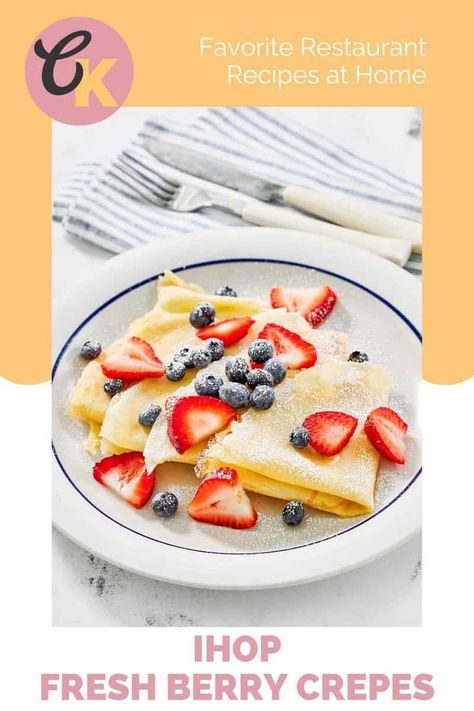 IHOP Fresh Berry Crepes are a tasty way to start the day. Get the easy copycat recipe and find out how to make the best crepes like IHOP. Homemade crepes topped with fresh berries are great for breakfast or brunch. Best Crepes, Berry Crepes, Reduced Balsamic Vinegar, Crepe Ingredients, Homemade Crepes, Nutella Crepes, Favorite Breakfast Recipes, Copycat Restaurant Recipes, Elegant Desserts