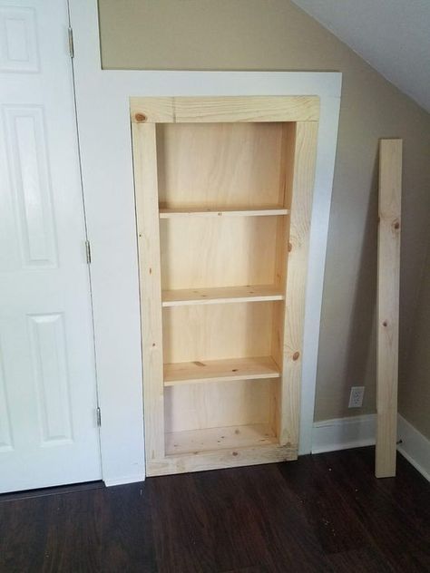 Hidden Bookshelf Door for Closet : 10 Steps (with Pictures) - Instructables Closet Door With Shelves, Cover A Door Ideas, Diy Hidden Bookcase Door, Hidden Closet Door Ideas, Door Bookshelf Diy, Door Cover Up Ideas, Hidden Closet Ideas, Stud Shelving, Hidden Closet Door