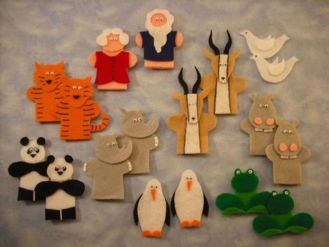 Noah's Ark Finger Puppets Pattern | Craftsy Finger Puppet Patterns, Felt Puppets, Puppets For Kids, Paper Bag Puppets, Felt Finger Puppets, Puppet Patterns, Bible Characters, Felt Patterns, Pattern Store