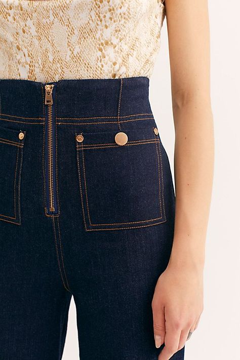 Womens High Rise Jeans & High Waisted Jeans | Free People Best High Rise Jeans For Women, Elegant High-rise Denim Pants, Extra High Waisted Jeans, Retro High-rise Jeans With Button Closure, Adjustable Jeans, Front Pocket Jeans, Back Of Jeans, Bohemian High-rise Jeans In Denim Blue, Vintage High-rise Jeans With Button Closure