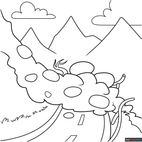 Free Landslide Coloring Page for Kids Forest Coloring Pages, Beach Coloring Pages, Kid Coloring Page, Online Coloring Pages, Coloring Sheets For Kids, Printable Coloring Sheets, Easy Coloring Pages, Coloring Tutorial, Drawing Tutorial Easy