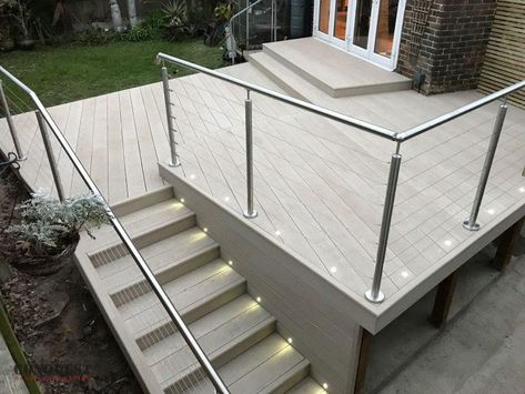 Decking And Patio Ideas, Raised Patio Balustrade, Raised Decking With Steps, Raised Patio With Steps, Raised Patio Railing, Raised Composite Decking Ideas, Raised Decking Ideas Garden, Raised Decking Ideas, Raised Patio Ideas With Steps