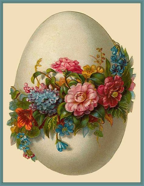 Victorian Easter Card. You could use paper flowers to mimic the painted flowers wrapping this egg on a card. Vintage Easter Postcards, Vintage Easter Cards, Easter Postcards, Easter Images, Easter Blessings, Easter Parade, Easter Printables, Easter Greetings, Easter Time