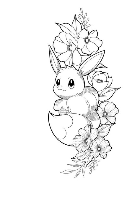 Pin by Jessica Baldwin on Autoral | Pokemon tattoo, Cartoon tattoos, Tattoo stencil outline Evee Pokemon Coloring Page, Cute Eevee Tattoo, Cartoon Tattoo Designs Color, Pokemon Tattoo Drawings, Pokemon Color Pages, Pokemon Outline Drawings, Cute Pokémon Tattoo, Eevee Tattoo Ideas, Pokemon Tattoo Stencil