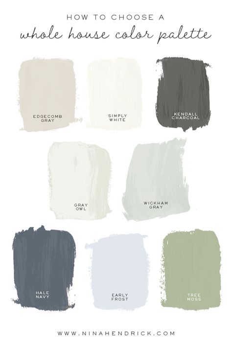 Whole House Color Palette, Color Palette For Home, House Color Palette, Pola Cat Dinding, Pelan Rumah, Choosing Paint, House Color Palettes, Paint Color Schemes, House Color Schemes