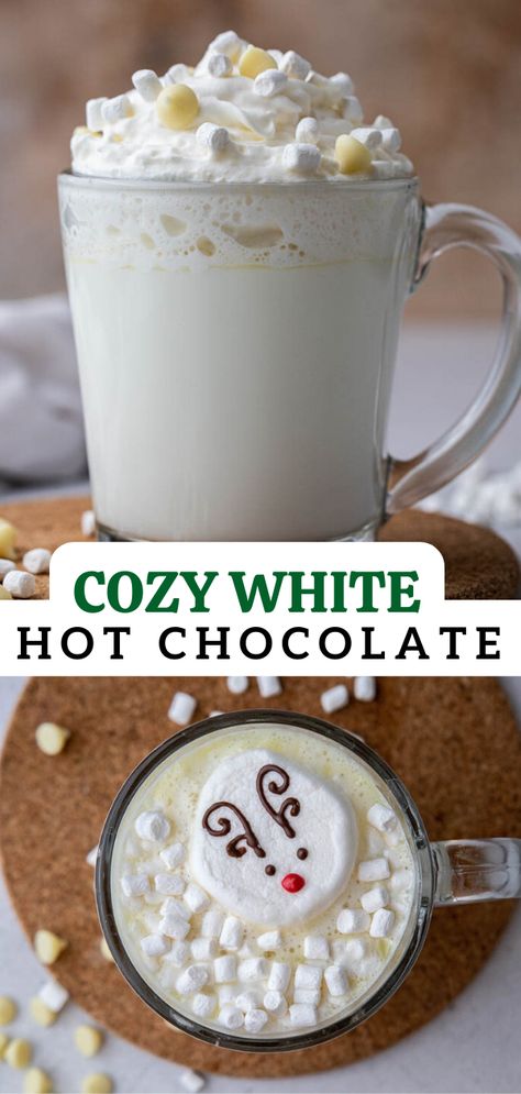 Easy Hot Cocoa Recipe, Easy Hot Cocoa, Hot Chocolate Cookie Recipes, Creamy Hot Chocolate Recipe, Cozy Hot Drinks, White Chocolate Bars, Winter Drink Recipes, White Hot Chocolate Recipe, Lifestyle Of A Foodie