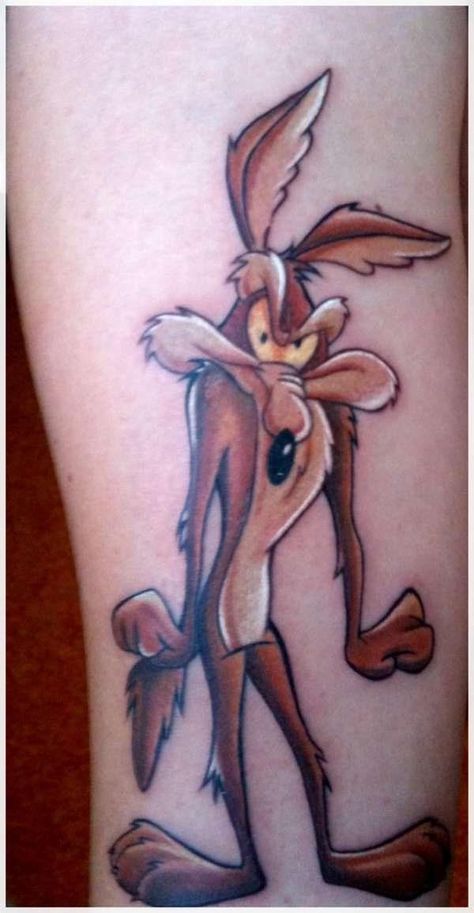 Wile E. Coyote Wylie Coyote Tattoo, Wile E Coyote Tattoo, Colter Wall Coyote Tattoo, Wile E Coyote Drawing, Coyote Cartoon Drawing, Road Runner And Wile E Coyote Tattoo, Wylie Coyote, Wild Coyote Cartoon, Coyote Tattoo