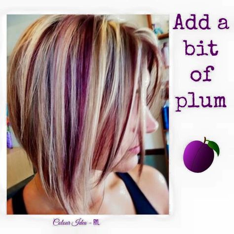 54 Hair Color Inspirations And How To Get Them! - Musely Short Layered Burgundy Hair, Hair Color Streaks Purple, Highlights Bob, Plum Hair, 2018 Hair, Purple Highlights, Hair Styles 2014, Fun Hair, Short Hair Color