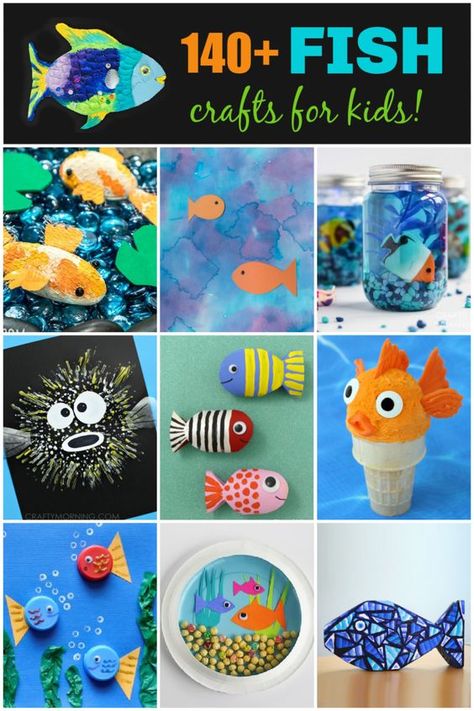 Fish Projects For Kids, Foil Fish Craft, Fish Crafts For Kids, Vbs Craft, Fish Craft, Recycled Crafts Kids, Edible Crafts, Kid Projects, Fish Crafts