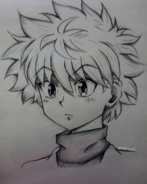 Killua Zoldyck Drawing Sketch, Killua Zoldyck Drawing, Hunter X Hunter Sketch, Killua Sketch, Drawing Kdrama, Hunter X Hunter Drawing, Killua Drawing, Angle Drawing, Sketches For Beginners