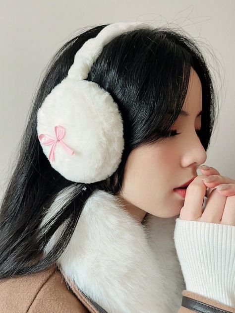 1pc Y2K Cute Pink Bow Decoration Plush Foldable Earmuffs, Women's Winter Windproof Earmuffs For Cycling And Outdoor Activities HalloweenI discovered amazing products on SHEIN.com, come check them out! Y2k Cute, Earmuffs, Halloween Women, Pink Bow, Cute Pink, Winter Women, Outdoor Activities, Apparel Accessories, Length Sleeve