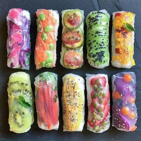 Lunch Ideas With Rice, Rice Paper Wraps, Plats Healthy, Spring Roll Recipe, Paper Wrap, Vegan Inspiration, Summer Rolls, Makanan Diet, Wrap Ideas