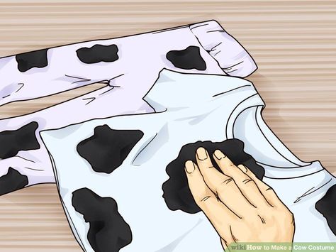 How to Make a Cow Costume: 8 Steps (with Pictures) - wikiHow Easy Cow Costume, Holy Cow Costume, Kids Cow Costume, Toddler Cow Costume, Comfortable Costumes, Diy Cow Costume, Farm Costumes, Farm Animal Costumes, Animal Costumes For Adults