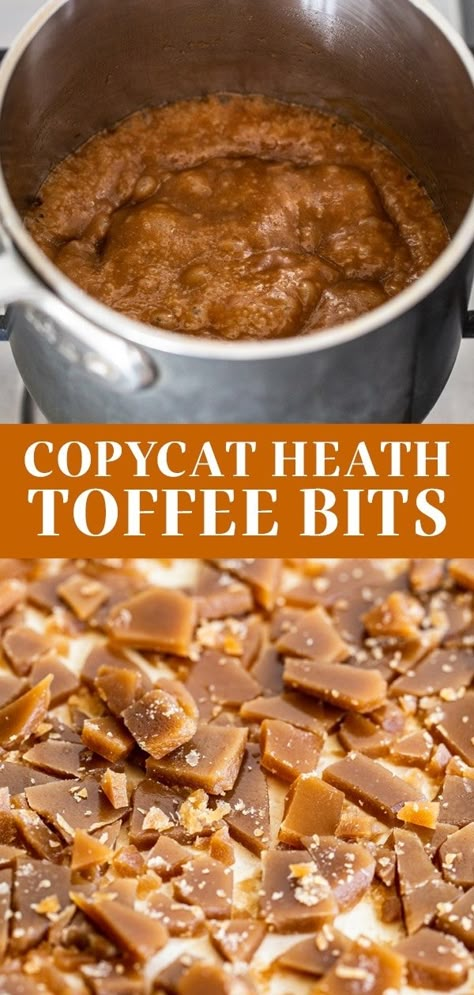 Hard Toffee Recipe, Diy Toffee, Toffee Bits Recipe, Butter Toffee Recipe, English Toffee Recipe, How To Make Toffee, Easy Toffee, Toffee Chips, Homemade Toffee