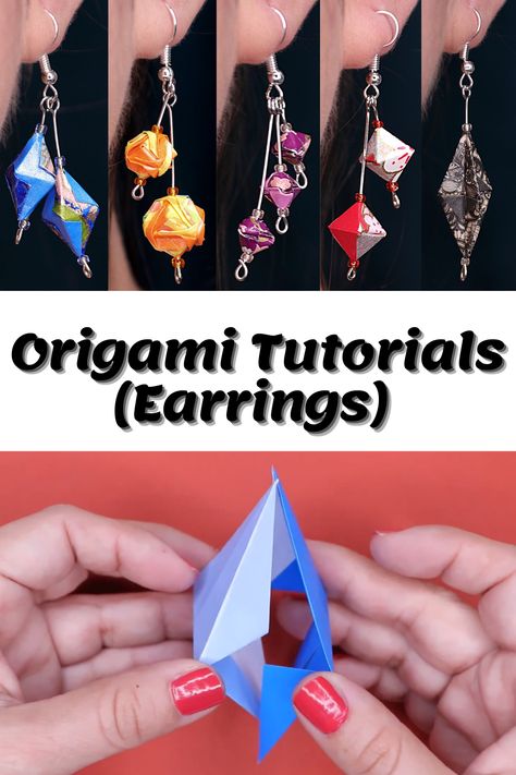 💚Learn how to fold and make Origami Earrings step by step following our Origami Tutorials 💚 #diyandcraft #origami #origamiturorial #origamijewelry #origamiearrings #origamiinstructions #origamihowto #origamischool Origami Paper Jewelry, Origami Jewelry Diy, Origami Earrings Tutorial, Origami Jewelry Tutorial, Origami Earrings Diy, Beaded Earrings Tutorials Step By Step, Paper Earrings How To Make, Paper Flower Projects, Origami Jewels