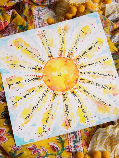 Sunshine Painting, Sunshine Art, My Only Sunshine, Sun Painting, Where To Travel, Sun Art, Cover Ideas, Happy Paintings, Journal Cover