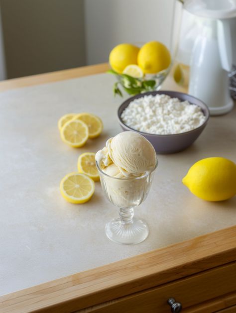 Creamy Cottage Cheese Lemon Ice Cream Key Lime Dessert, Key Lime Ice Cream, Lemon Ice Cream Recipe, Lime Dessert, Low Calorie Pancakes, Ice Cream Games, Key Lime Desserts, Lime Ice Cream, Cottage Cheese Pancakes