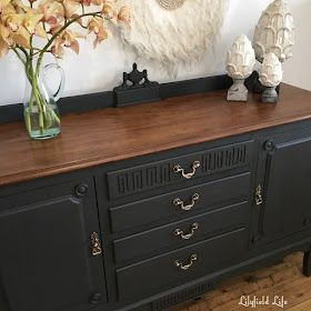 lilyfield life ASCP Graphite black and timber sideboard Painted Buffets And Sideboards, Black Buffet Sideboard, Sideboard Diy, Timber Sideboard, Black Painted Furniture, Antique Buffet, Bedroom Furniture Makeover, Upcycled Furniture Diy, Furniture Rehab