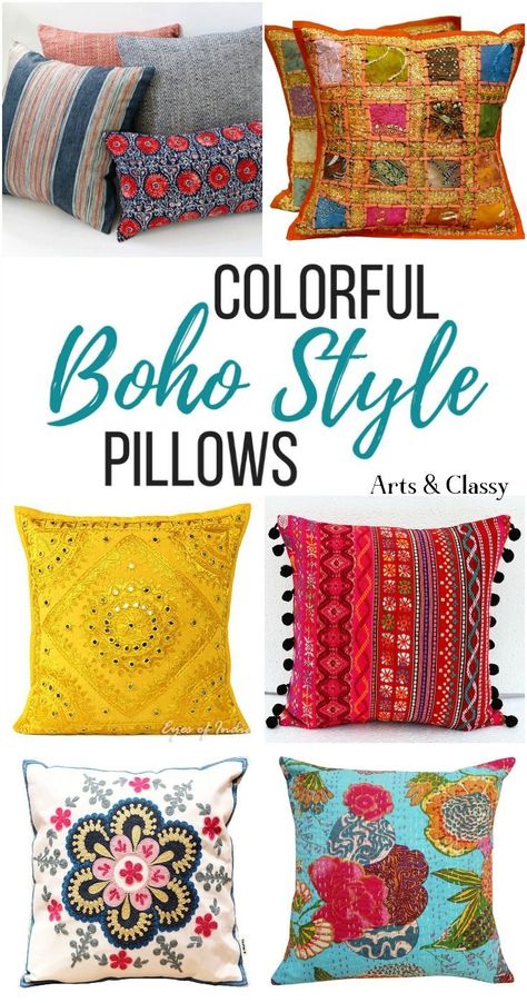 Eclectic Throw Pillows, Patio Swings, Boho Style Pillows, Boho Pillow Covers, Patio Decks, Colorful Boho Fashion, Swag Dress, Boho Apartment, Boho Floor Pillows