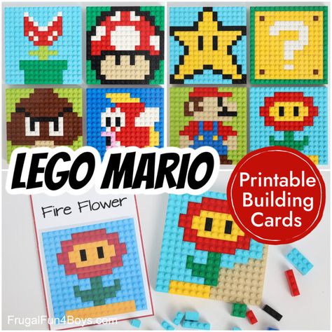 LEGO Mario Building Cards - Frugal Fun For Boys and Girls Question Box, Lego Mario, Lego Halloween, Lego Mosaic, Lego Challenge, Lego Club, Lego Animals, Lego Activities, Lego Craft