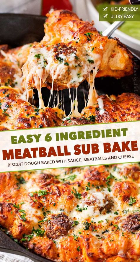 Casserole Meatball, Meatball Sub Bake, Bubble Up Bake, Meatball Dinner Recipes, Meatball Sub Casserole, Frozen Meatball Recipes, The Chunky Chef, Chunky Chef, Meatball Dinner