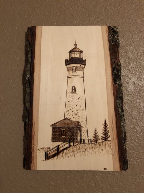 Lighthouse wood burnt plaque Wood Burning Art, Wooden Spoons, Pyrography, Wood Burning, Spoons, Lighthouse, Key, Wood, Art