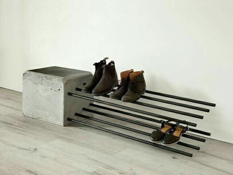 Koti Diy, Diy Shoe Rack, Cement Diy, Concrete Diy Projects, Concrete Ideas, Concrete Furniture, Deco Originale, Concrete Crafts, Concrete Projects