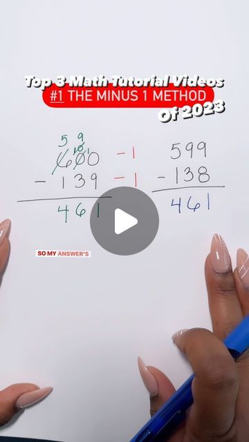 Math Tutor on Instagram: "Top 3 Math Tutorial Videos of 2023! #1 The Minus 1 Method... ready to make the math math in 2024?!  We love how this strategy blows our minds. 🤯  It is a great way to of showing our kiddos that subtraction is just finding the difference between two numbers.   The beauty in what we do is we get to teach our students so many cool methods.  While many students have no problem solving by regrouping, for others it absolutely helps for them to see it another way and still get the conceptual idea of finding the ‘Difference!  Just a reminder, the minus 1 method specially works for when you are subtracting across zeros.   Let us know in the comments if you found this you have seen this in action or if this is your first time.  Oh and we don’t want to gatekeep in 2024 so b Subtracting Across Zeros, Class 3 Maths, Math Hacks, Math Subtraction, Math Genius, Math Tutorials, Math Tutor, Mental Math, Adding And Subtracting