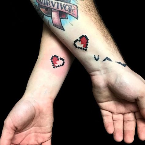 Cozy Tattoo, Matching Couple Tattoo, Zelda Heart, Matching Tattoos For Couples, Couple Tattoo Ideas, Floral Back Tattoos, Maching Tattoos, Tattoos For Couples, Cute Matching Tattoos