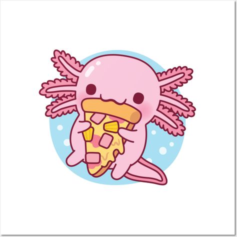 A doodle of a cute axolotl eating a slice of Hawaiian pizza with ham and pineapple. Adorable doodle for axolotl and pizza lovers! ♥ -- Choose from our vast selection of art prints and posters to match with your desired size to make the perfect print or poster. Pick your favorite: Movies, TV Shows, Art, and so much more! Available in mini, small, medium, large, and extra-large depending on the design. For men, women, and children. Perfect for decoration. Axolotl Doodle, Axolotl Art, Ham And Pineapple, Eevee Wallpaper, Axolotl Cute, 3d Wallpaper Cute, Pizza Art, Cute Axolotl, Eating Pizza