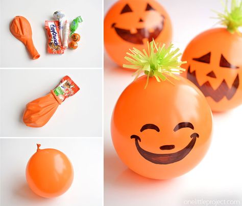 These candy filled pumpkin balloon party favors are PERFECT for Halloween parties! They're super inexpensive and really quick to make! Imagine the party games you could play! Fun Halloween Party Games, Fun Halloween Games, Fall Birthday Parties, Halloween House Party, Halloween Games For Kids, Adult Halloween Party, Halloween Party Games, Halloween Tags, Halloween Party Diy