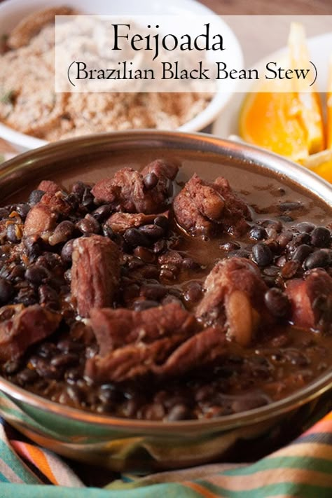 Brazilian Feijoada, Feijoada Recipe, Black Bean Stew, Brazil Food, Brazilian Dishes, South American Recipes, Black Bean Recipes, Pork Stew, Cassava Flour