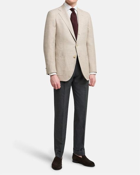 Cream Blazer Outfit Men, Cream Blazer Outfit, Blazer Men, Cream Blazer, Beige Jacket, Blazer Outfit, Man Stuff, Grey Dress Pants, Mens Wear