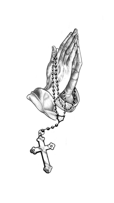 Rosary Drawing, Cruz Tattoo, Angel Sketch, Rosary Tattoo, Tattoo Board, Praying Angel, Praying Hands, Desenho Tattoo, Tat Ideas