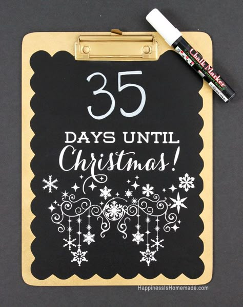 Christmas Countdown Chalkboard Whiteboard Christmas Countdown, Christmas Countdown Cricut, Christmas Countdown Chalkboard, Days Until Christmas Chalkboard, Days Till Christmas Sign Chalkboards, Countdown To Christmas Sign, Vinyl Christmas Ornaments, Chalkboard Vinyl, Happiness Is Homemade