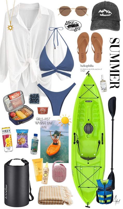 summer kayaking Kayaking Outfit Women Summer, What To Wear Kayaking Outfit, Canoeing Outfit, Kayak Outfit, What To Wear Kayaking, Summer Kayaking, Kayaking Outfit, Canoe Trip, Summer Activity