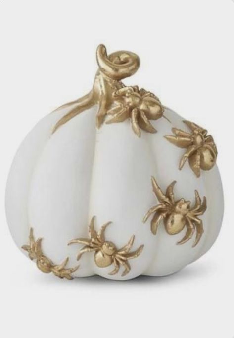 Resin Pumpkin, Glam Halloween, Elegant Pumpkins, Halloween Spider Decorations, Fall Pumpkin Crafts, Spider Decorations, Beautiful Pumpkins, Elegant Halloween, Halloween Bash