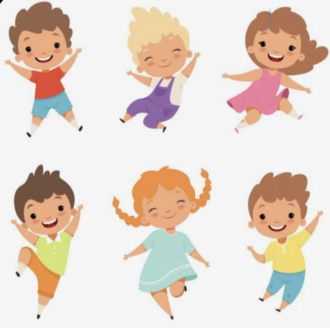 Kids Playing Illustration, Jumping Illustration, Vector Cartoon Characters, Kids Graphic Design, Kids Book Illustration, Illustration Children, Illustration Art Kids, Girl Cartoon Characters, Boy And Girl Cartoon