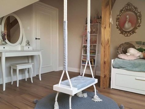 Loft Beds For Teens, Bedroom Swing, Room Swing, Small Kids Room, Beachy Room, Indoor Swing, Wooden Swing, Ikea Bedroom, Wooden Swings