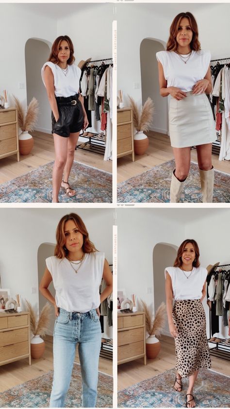 Ways to Wear: Shoulder Pad T Shirt — Everyday Pursuits Combat Boots With Jeans, White Tshirt Outfit, Spring Summer Capsule Wardrobe, Style Moodboard, Zara Boots, Summer Capsule, Summer Capsule Wardrobe, Tshirt Outfits, Fashion Icon