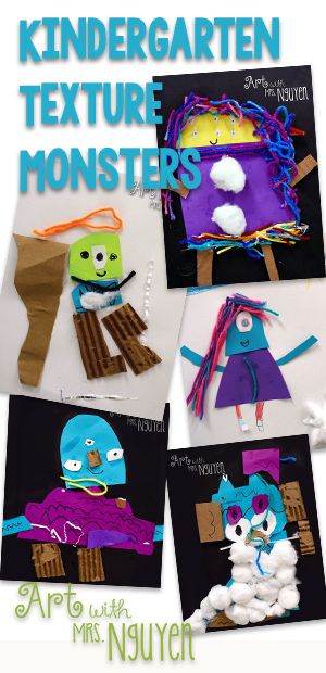 Train Craft For Kindergarten, Art Lesson Texture, Texture Kindergarten, Texture Monsters, Texture Art Lesson, Kindergarten Art Activities, Kindergarten Activity, Monsters Art, Kindergarten Art Lessons