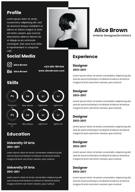 Interior Designer Resume Creative, Resume Interior Design, Interior Designer Resume, Interior Design Resume, Cv Original, Creative Cvs, It Cv, Cv Inspiration, Graphic Design Cv