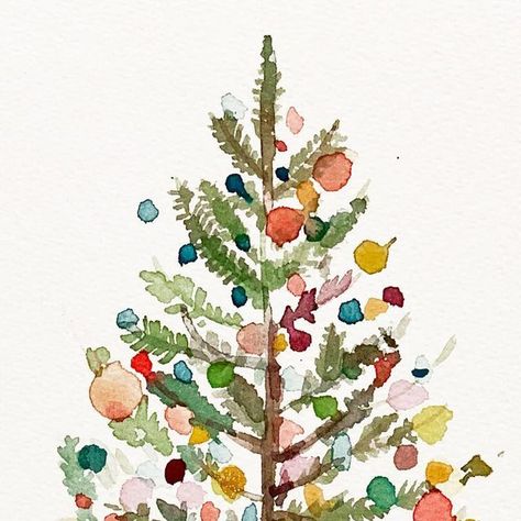 Water Colour Christmas Painting, Water Colour Christmas Tree, Easy Winter Watercolor Paintings, Textured Christmas Tree Painting, Simple Christmas Watercolor Cards, Holiday Card Watercolor, Simple Christmas Tree Painting, Watercolor Art For Beginners Christmas, Easy Christmas Watercolor Ideas