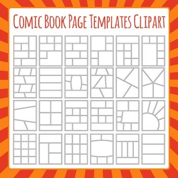 Comic Book Templates / Graphic Novel Templates Clipart Commercial Use Love Story Comic, Comic Format, Graphic Design Simple, Neon T Shirt, Comics Ideas, Comic Book Page, Black And White Outline, Book Clipart, Comic Book Template