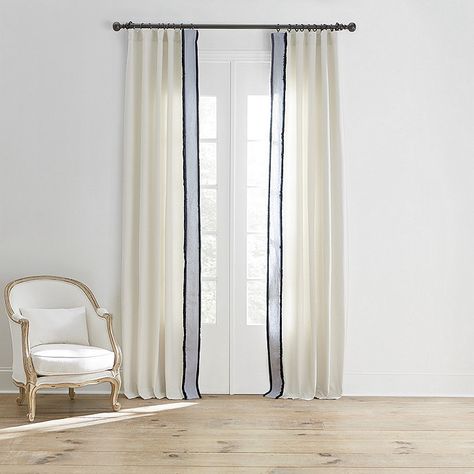 Bellport Fringed Curtains Set of 2 Ballard Design Curtains, Fringed Curtains, French Return Drapery, Drapes With Border Trim, French Return Drapery Rod, Ballard Designs French Knot Drapery, Jacobean Drapes Pottery Barn, New Traditional Interior Design, Stylish Drapes